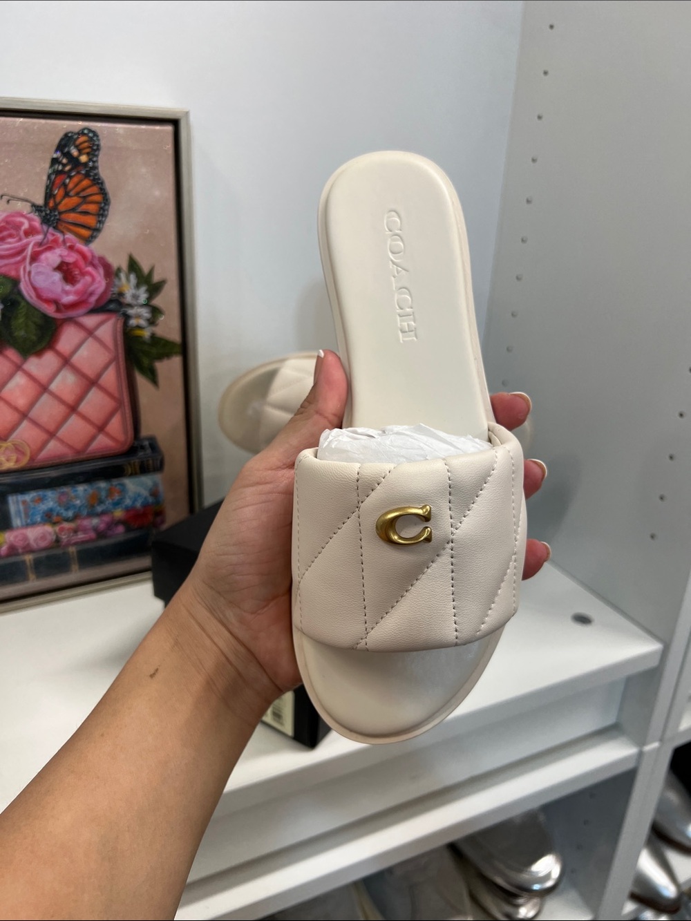 🔥🔥 Coach Holly Quilted leather Ivory color sandals brand new size 5.5 - Picture 4 of 7